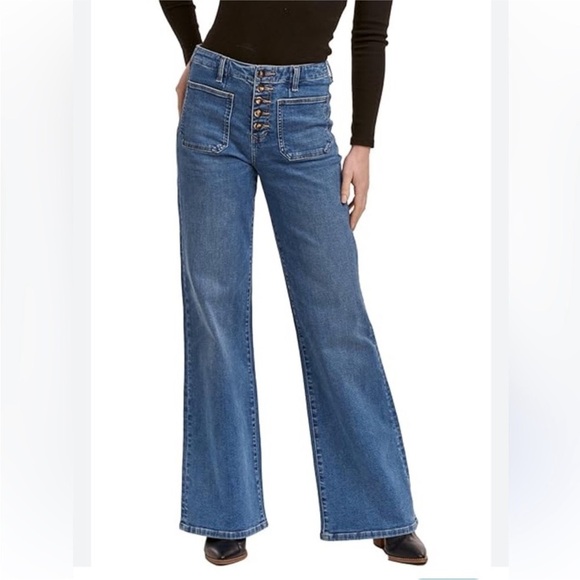 DEAR JOHN Denim james high rise 5 button wide full length jeans in Catalina 29 - Picture 1 of 9
